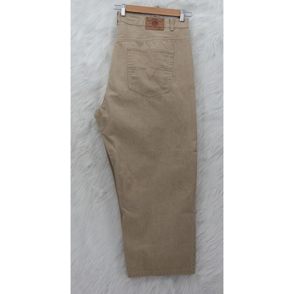Members Property Beige Jeans Denim Mens 46x27 Hip Hop Streetwear Skater Wide Leg